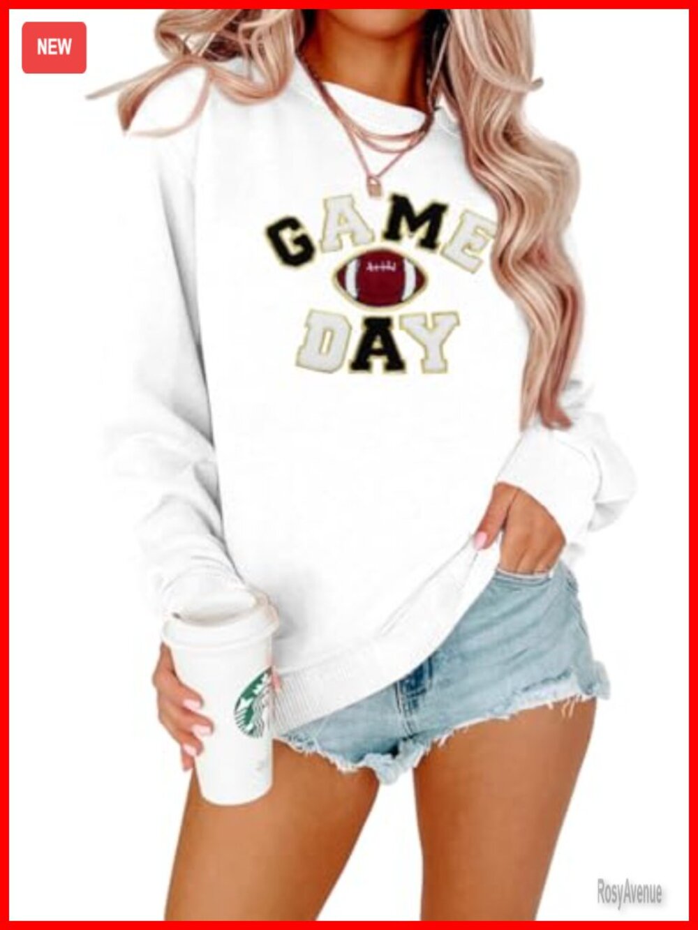 Sunday Funday Sweatshirt Cute Football Graphic Pullover Game Day